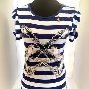 Navy Blue Striped Top